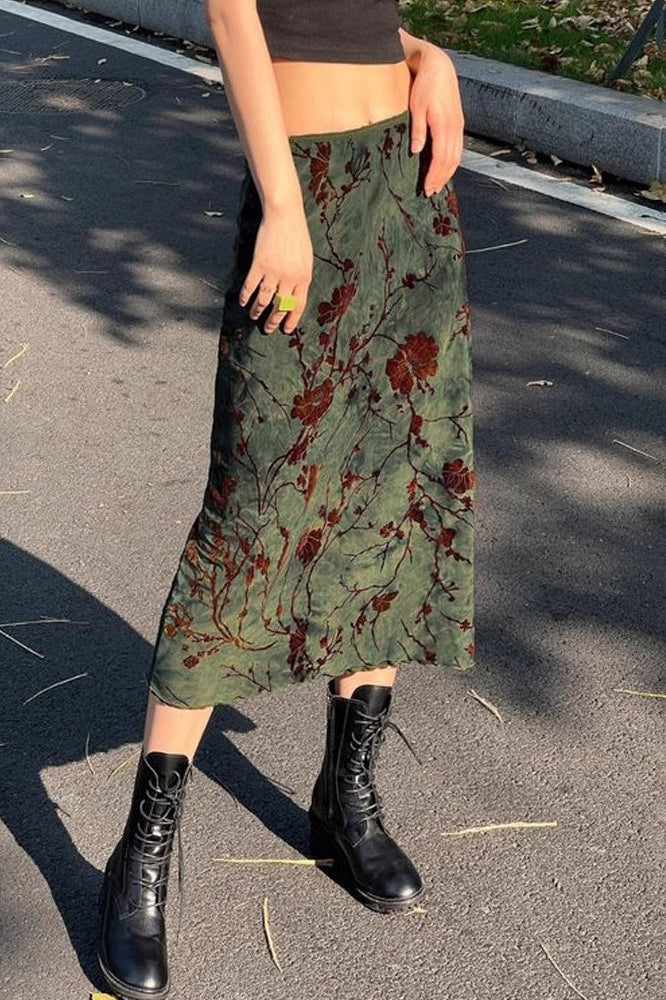 American Retro Print Bodycon Midi Skirt Main image