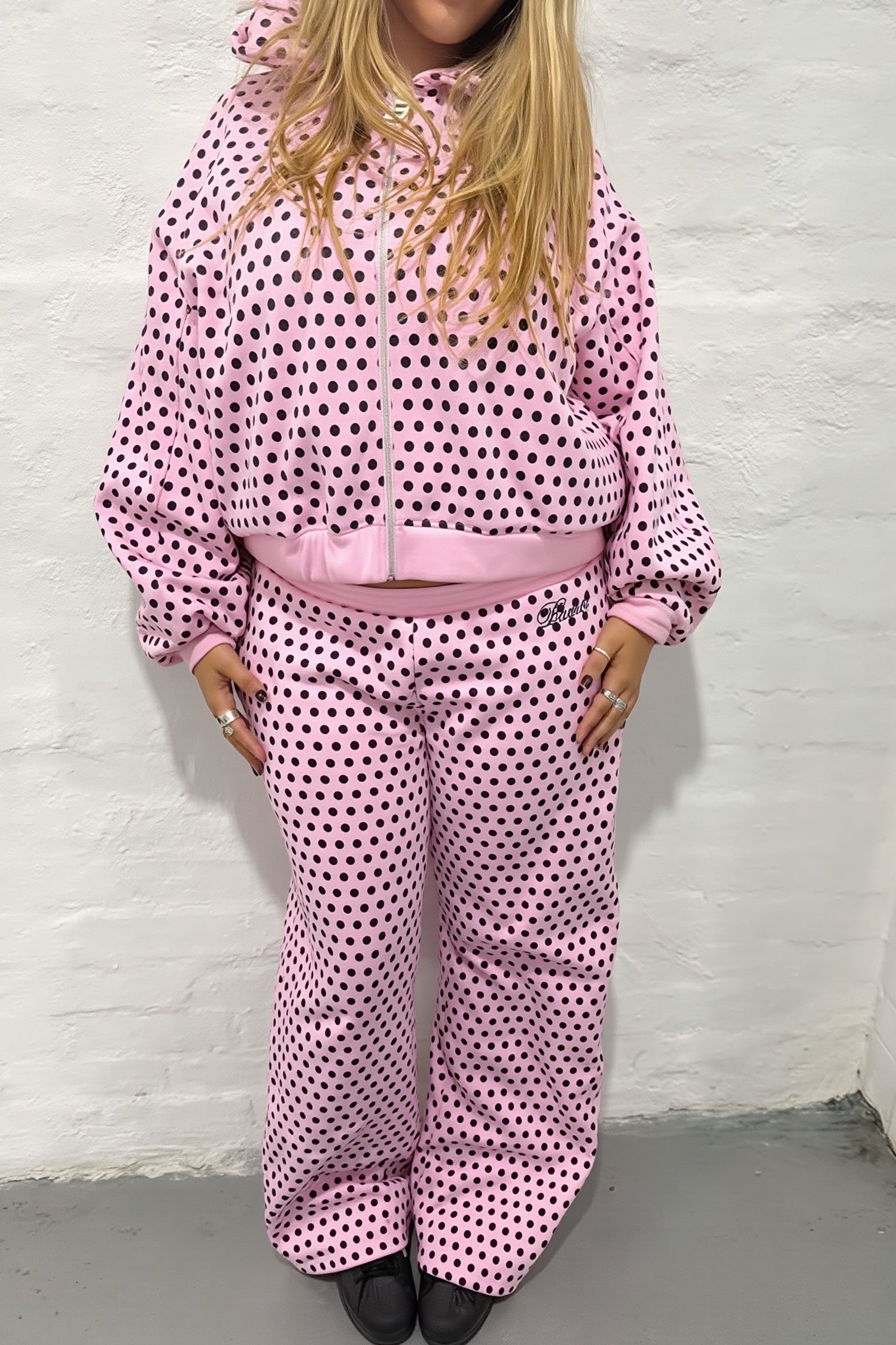 Polka Dot Colorblock Zip-Up Hoodie Secondary image