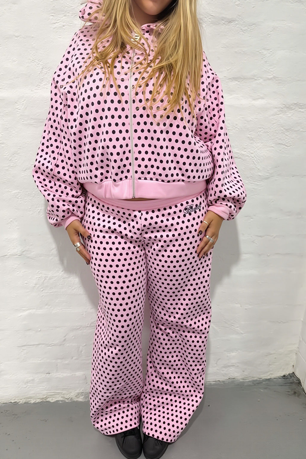 Polka Dot Colorblock Zip-Up Hoodie