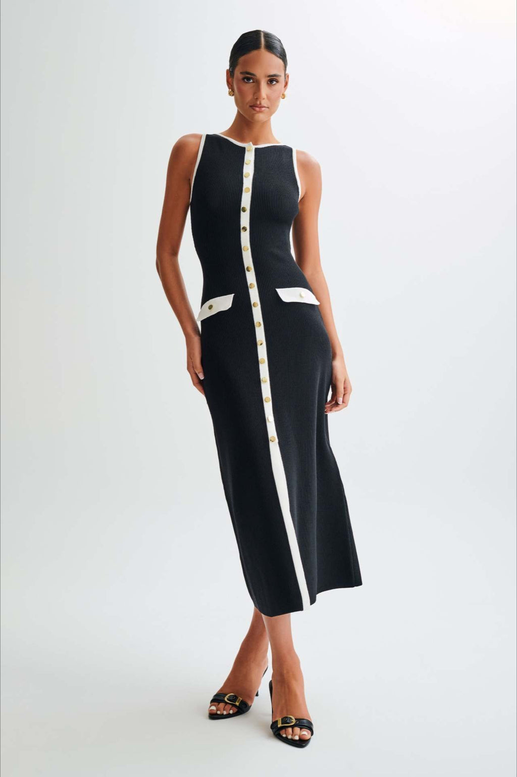 Fashion Buttoned Knit Work Dress