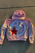 Racing Patch Graphic Cropped Zip Hoodie