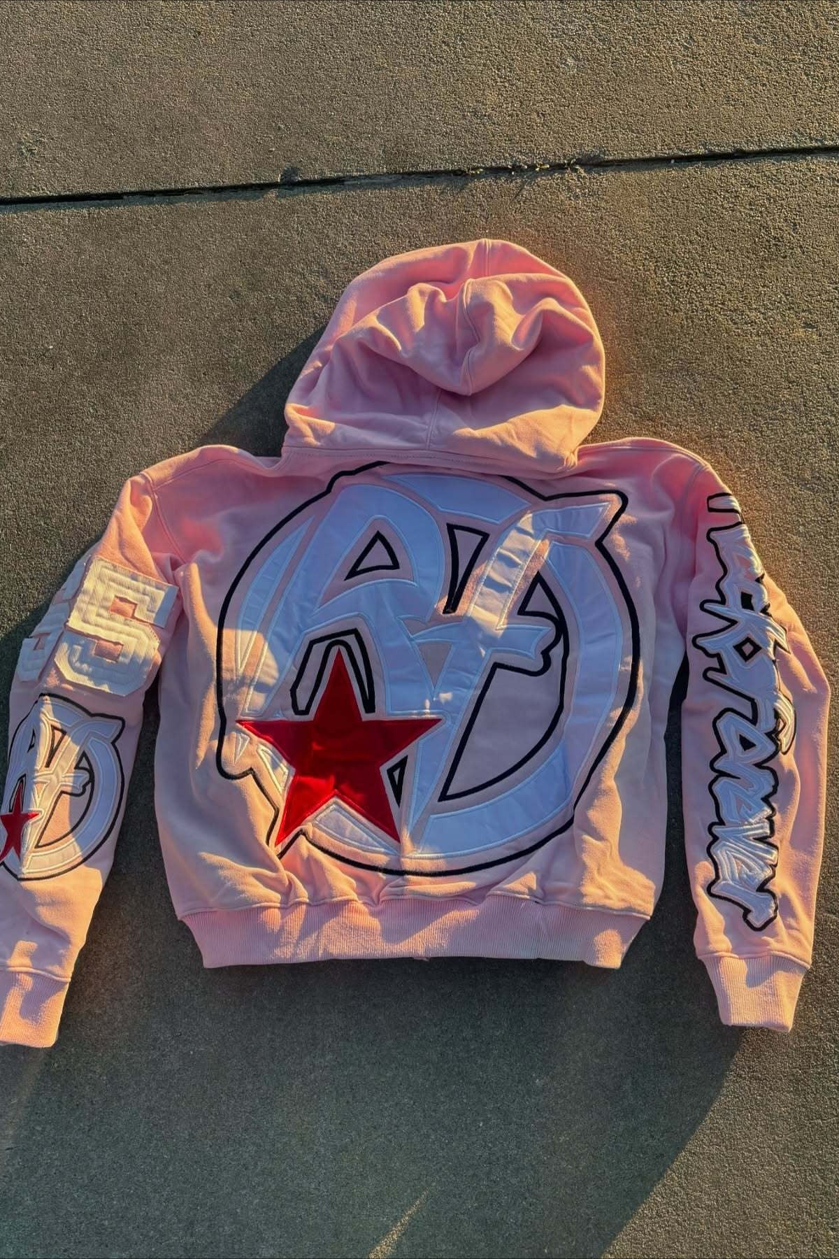 Racing Patch Graphic Cropped Zip Hoodie