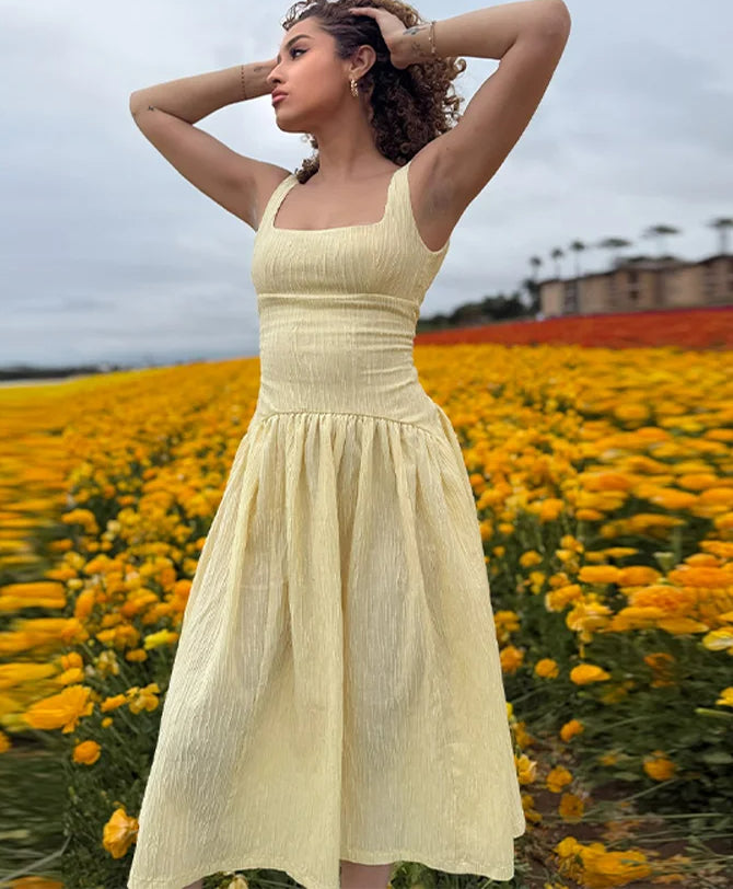 Pleated Slip Dress Casual Backless Midi Dress Secondary image