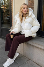 Relaxed Fit Cropped Hooded Puffer Jacket