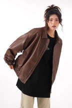 Vintage PU Leather Lapel Jacket