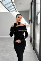 Slim-Fit One-Shoulder Ruffle Work Dress
