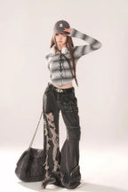 High Waist Ripped Wide Leg Jeans