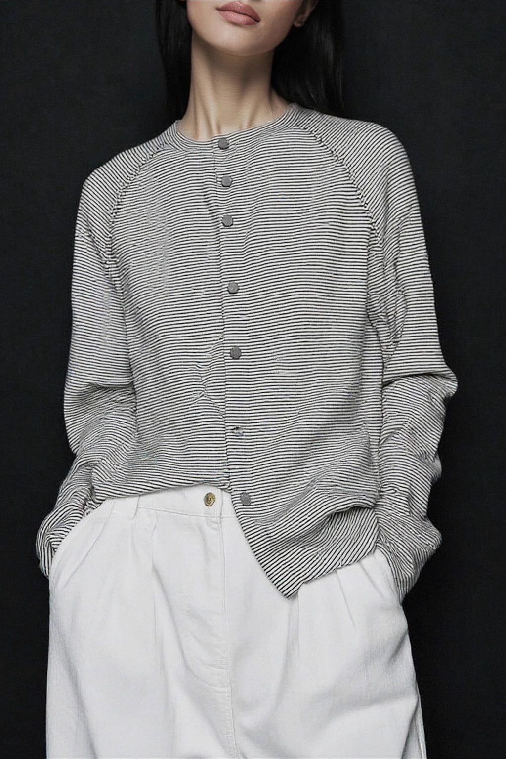 Relaxed Fit Striped Knit Top