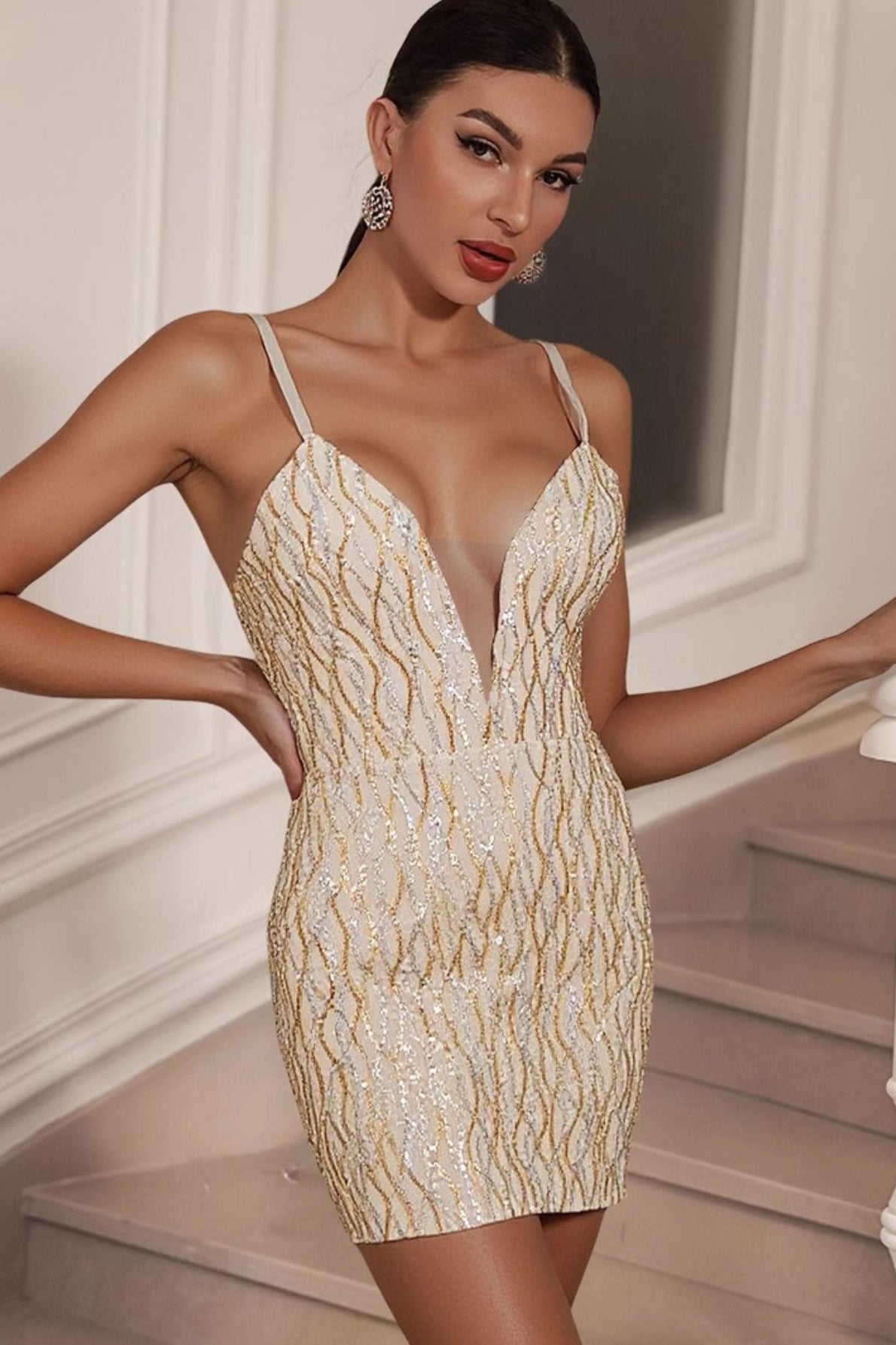Sequin Bodycon Mini Graduation Party Dress Secondary image