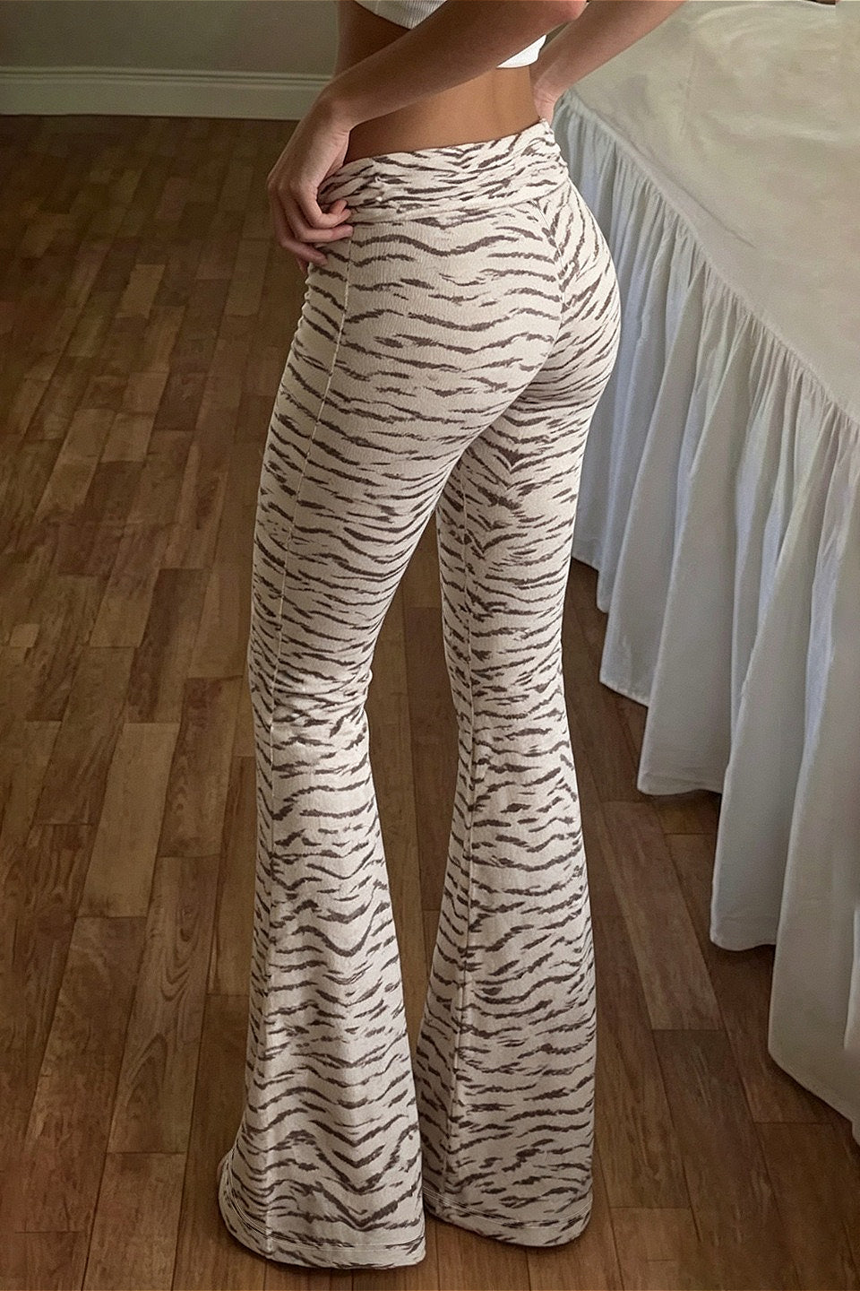 Animal Stripe Low Rise Flared Pants