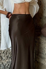 Draped Satin Slit Mermaid Skirt