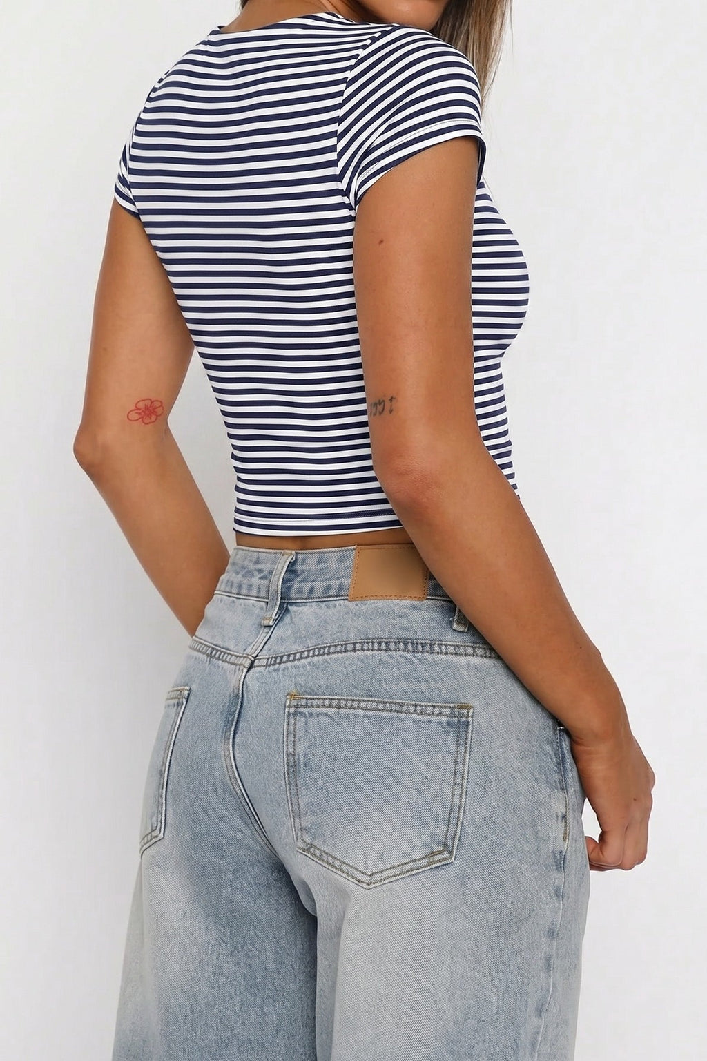 Chic Striped Square Neck Bodycon Tee