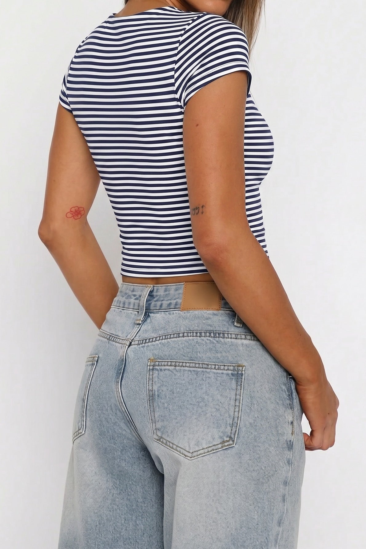 Chic Striped Square Neck Bodycon Tee