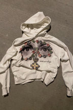 Eye Cross Graphic Cropped Pullover Hoodie