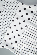 Retro Polka Dot Patchwork Halter Ruched Maxi Dress