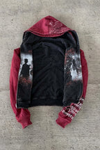 Dark Portrait Graphic Colorblock Zip Hoodie