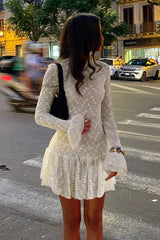 Sheer Lace Long Sleeve Birthday Dress