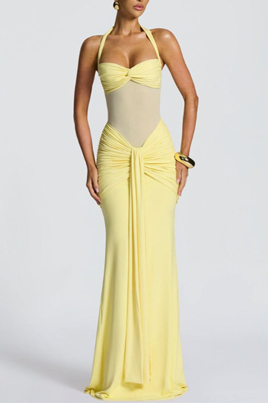 Mesh Panel Sash Maxi Dress Main image