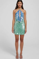 Chic Halter Backless Slim Sequin Sling Sequin Dress