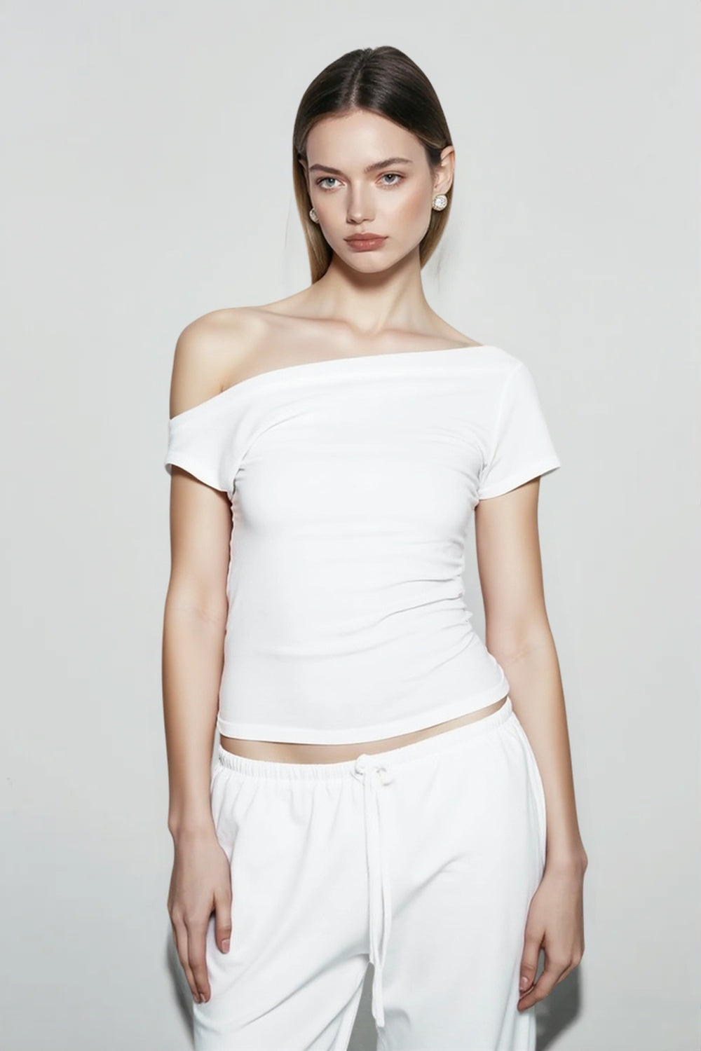 Skew Collar Slim Fit Tee Strapless Secondary image