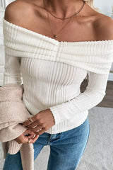 Textured Off Shoulder Slim Fit Sweater
