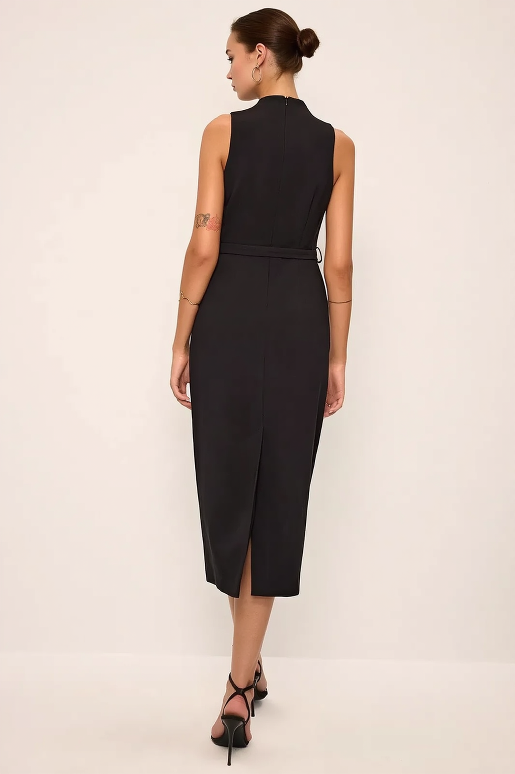 Buckle Waist Cinched Elegant Work Dress