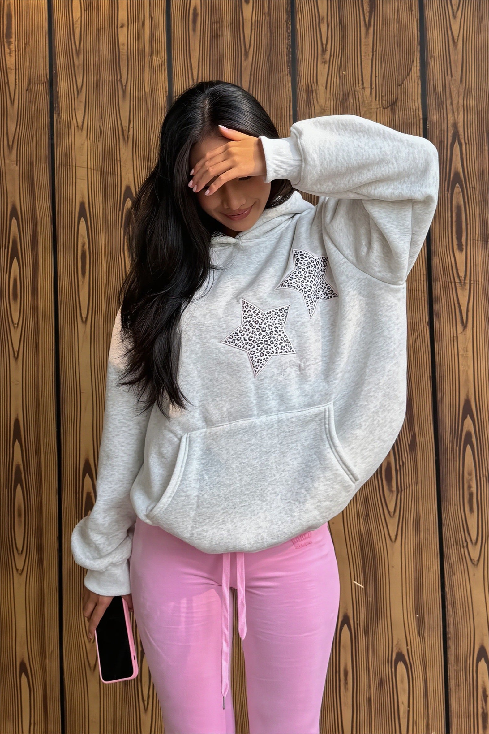 Leopard Star Embroidered Oversized Hoodie Secondary image