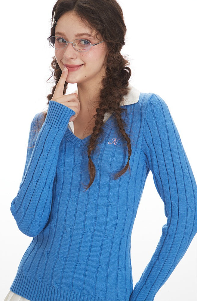 Twisted Stitch Long Sleeve Knit Top Secondary image