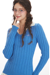 Twisted Stitch Long Sleeve Knit Top