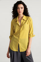Linen Blend Long Sleeve Blouse