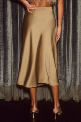 Satin High Waist A-Line Bodycon Skirt