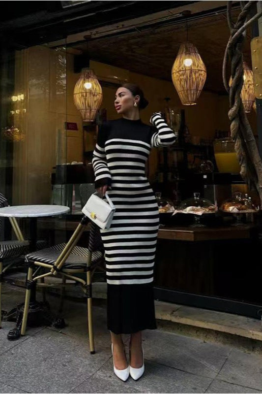 Youthful Striped Knit Pencil Sweater Dress Secondary image