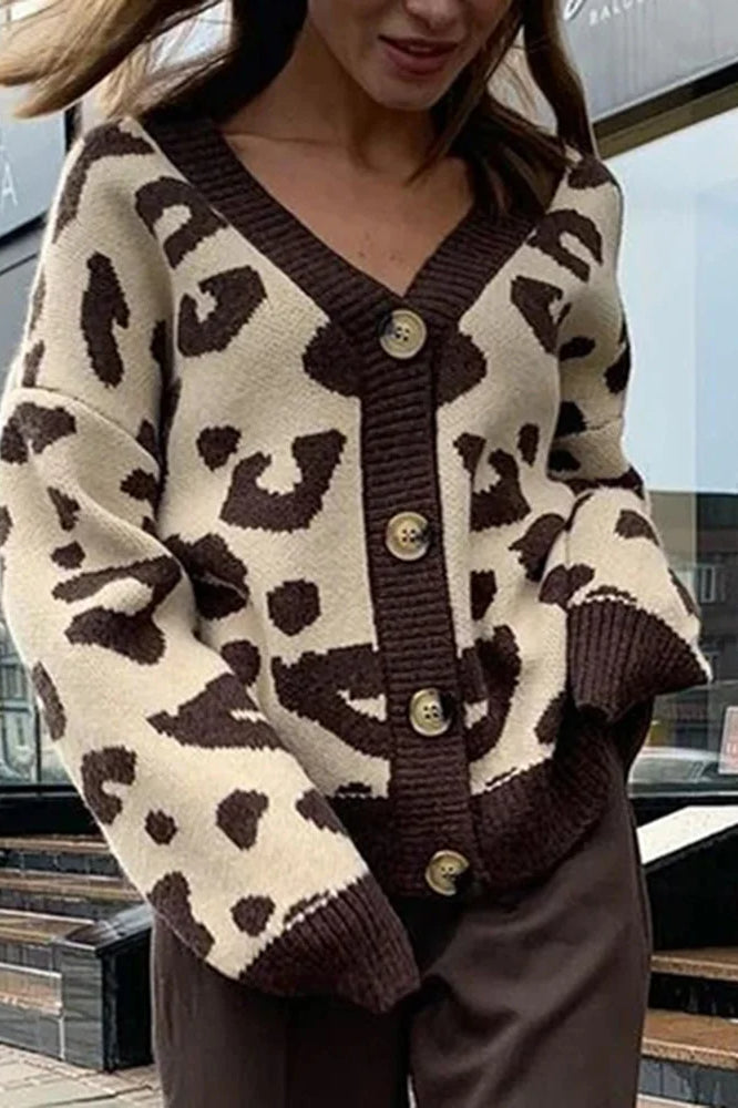 Leopard Knit Button Front Cardigan Secondary image