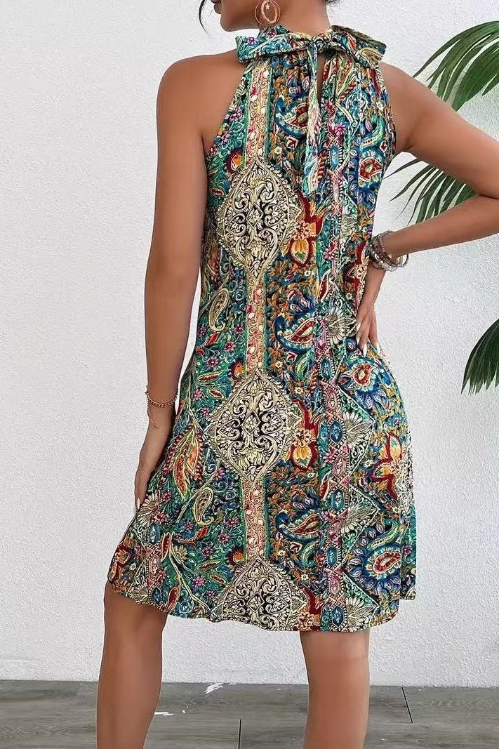 Bohemian Halter Sleeveless Pullover Boho Dress Secondary image
