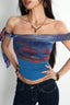 Tie-Dye Off-Shoulder Side Bow Crop Top