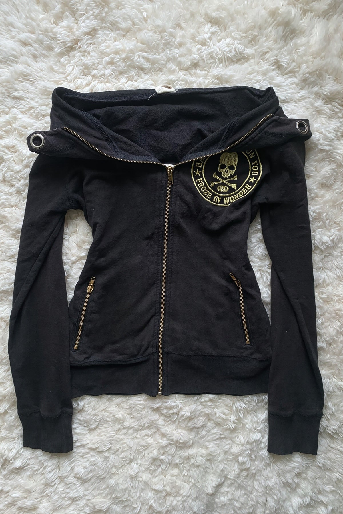 Skull Graphic Asymmetric Zip Up Hoodie Main image
