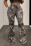 Woodland Print Drawstring Flared Pants