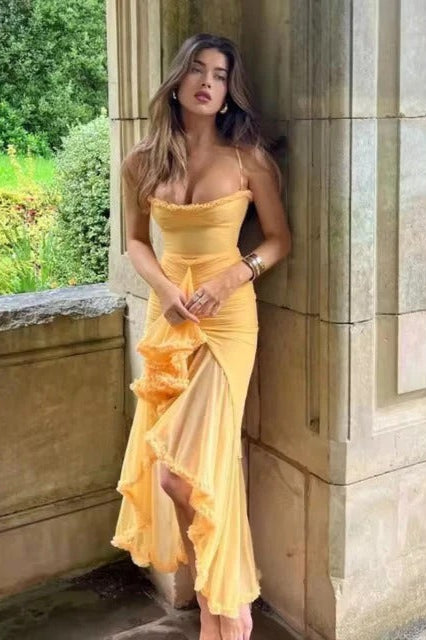 Cut-Out Slit Asymmetric Slip Birthday Dress Secondary image