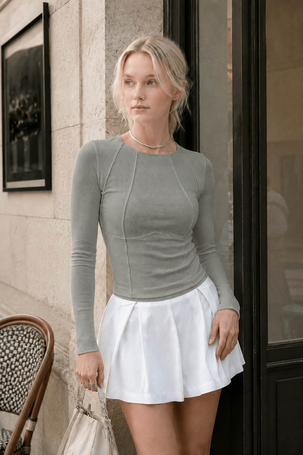 Basic Piping Graceful Long Sleeve Top