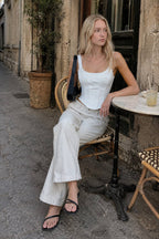 Ivory Glow Tied Crop Corset Top