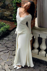 Bell Sleeve Lace Trim Birthday Dress