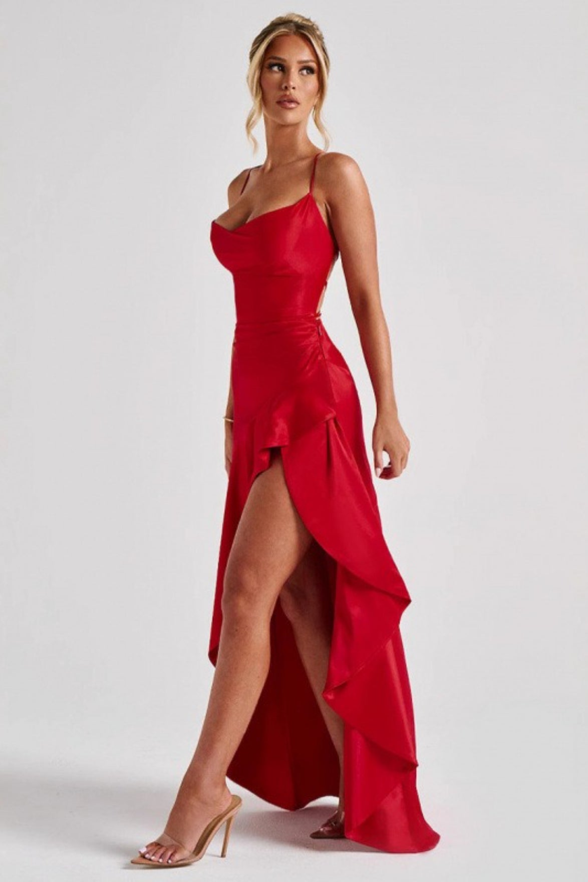 Spaghetti Strap Backless Ruffle Prom Dress Secondary image