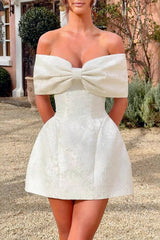 Backless Off-Shoulder Bow Birthday Dress