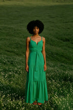 DressBetty - Elegant V Neck Tunic Ruffles Maxi Dress