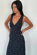 V-Neck Sleeveless Slim Fit Floral Dress