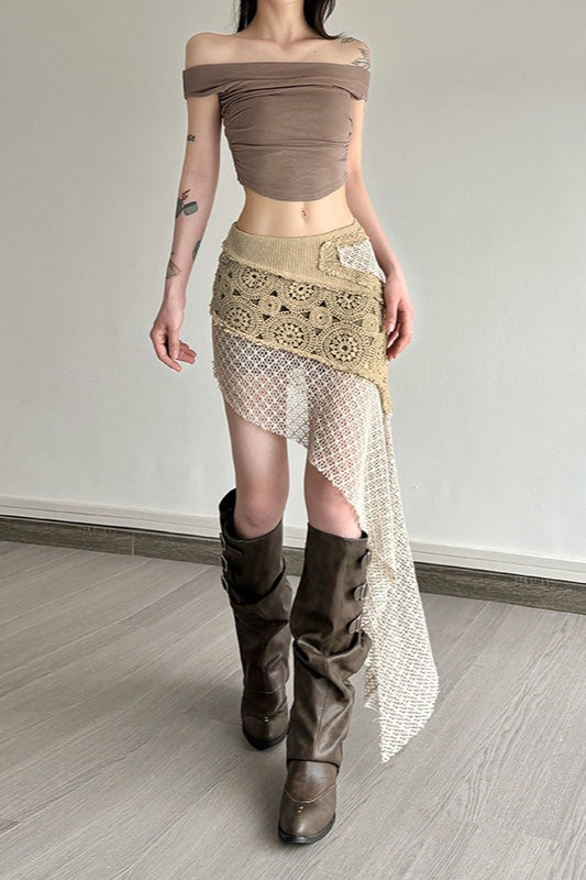 Asymmetric Bias Cut Bodycon Skirt Secondary image