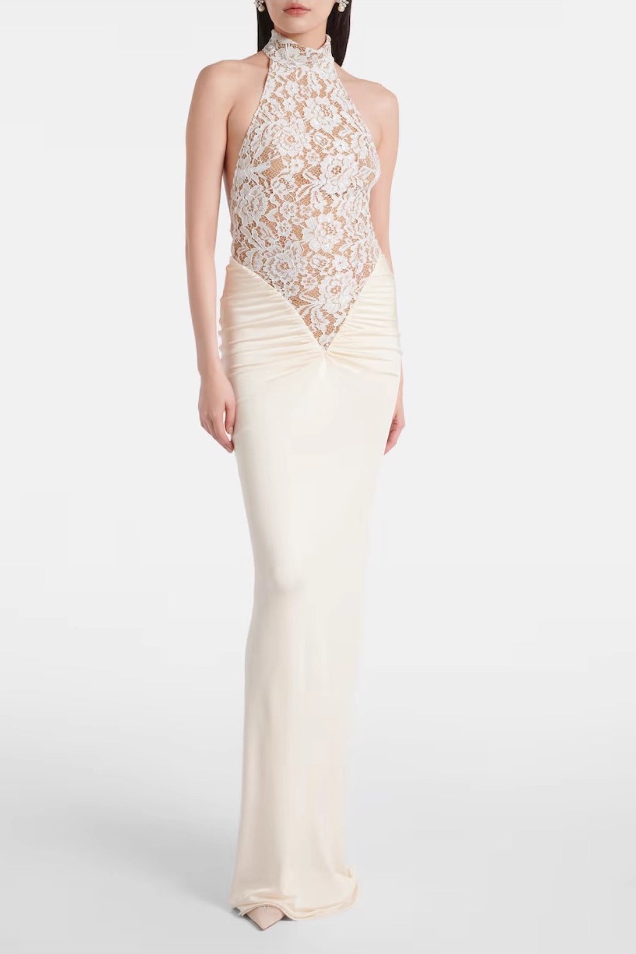 Halter Neck Backless Lace Prom Dress Main image