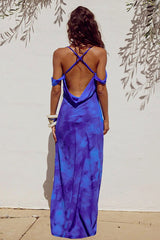Printed Backless Slip Dress