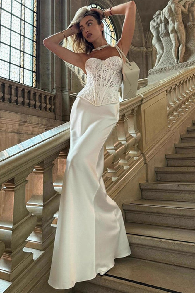 Satin High Waist Maxi Skirt Main image