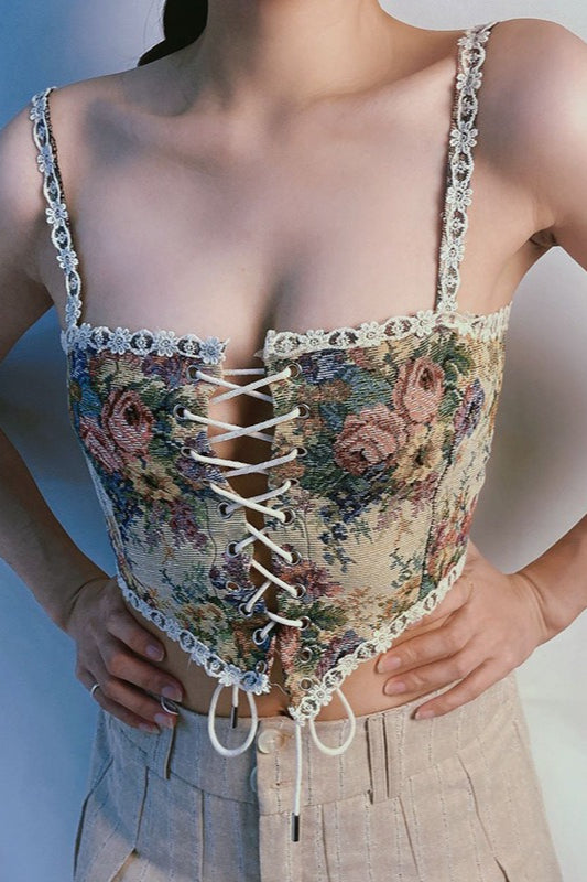 French Floral Bustier Corset Cami Top Main image